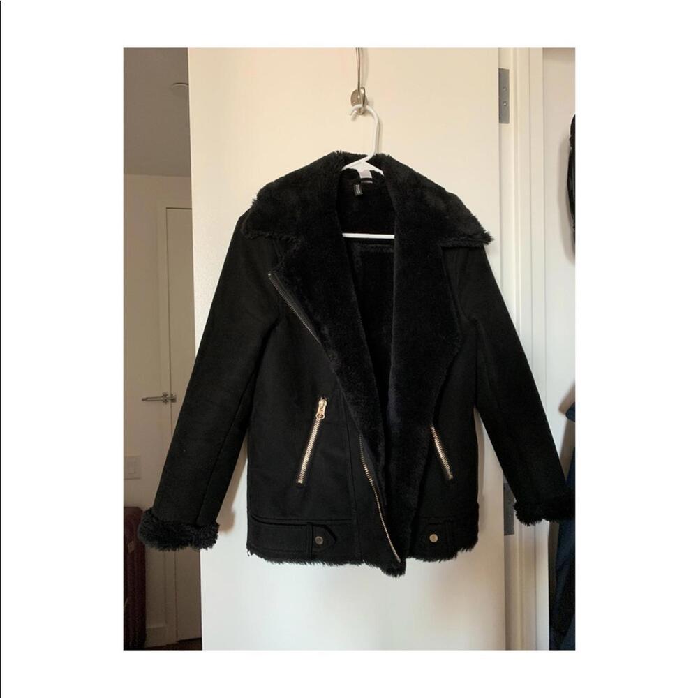 H&M faux Fur & Suede Jacket Size 6